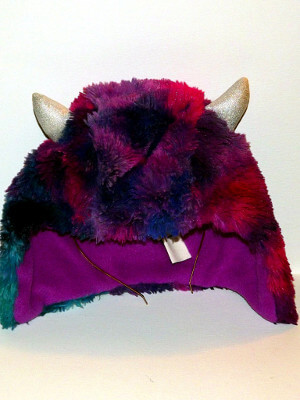 Plush Cap: Purple Faux Fur With Horns